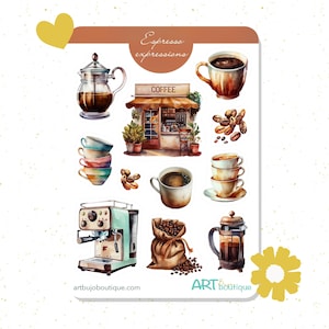 Stickers amateurs de café – Stickers expresso et latte pour journaux et agendas