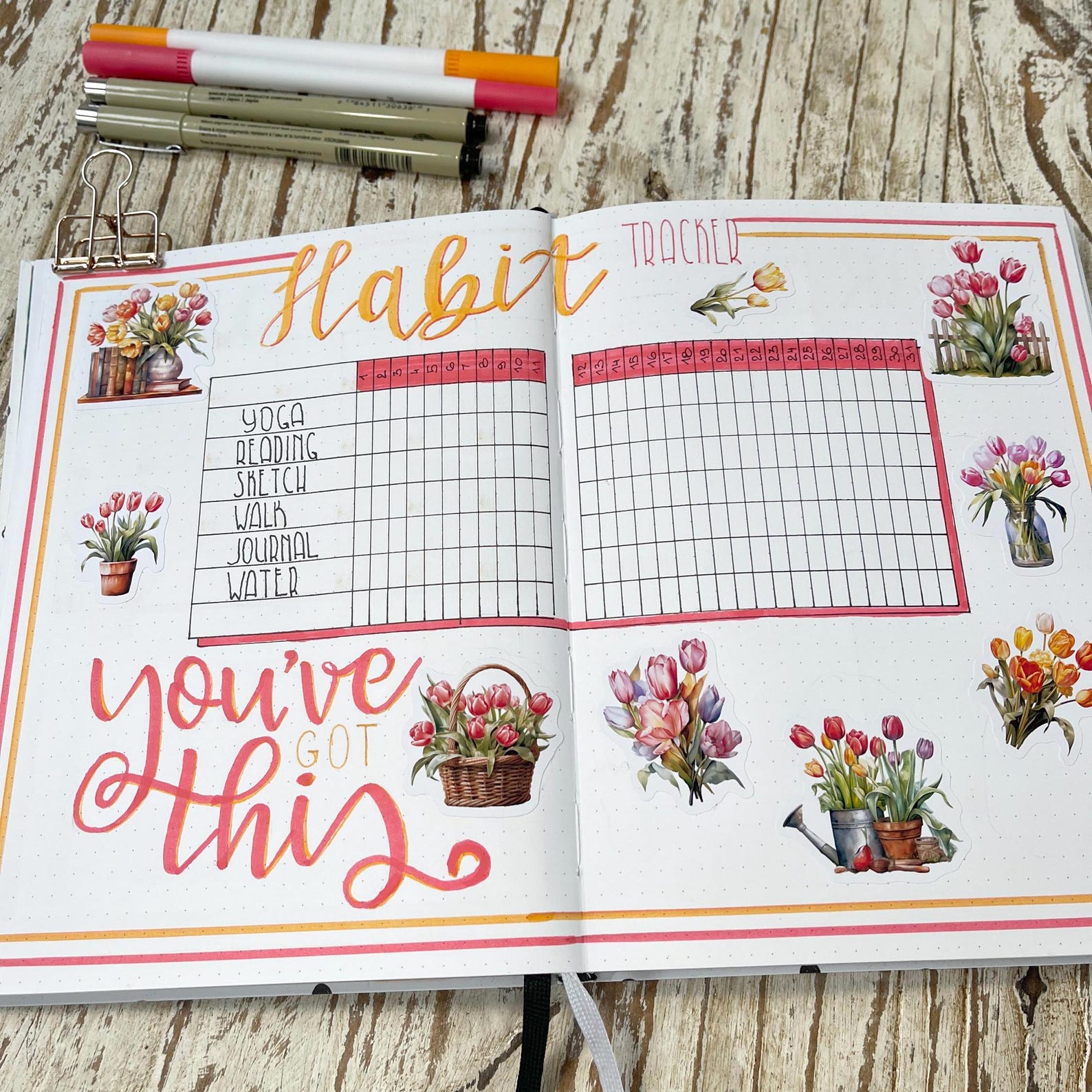 Spring Tulips Bujo Stickers Floral Sticker Sheet - Etsy