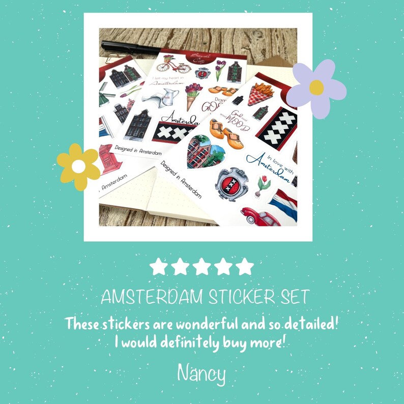 Amsterdam planner stickers Bujo stickers Travel book sticker sheet image 5