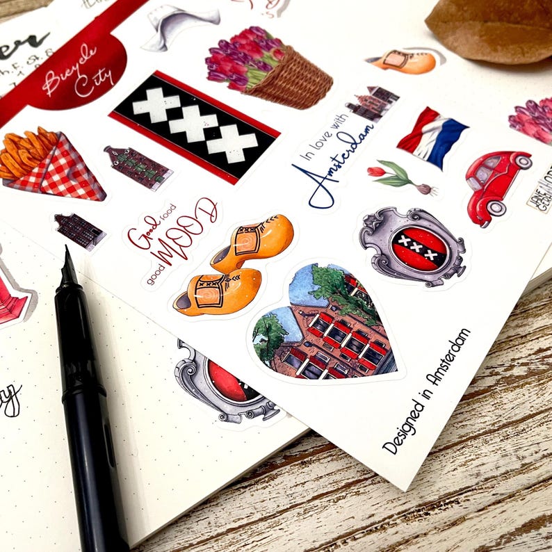 Amsterdam planner stickers Bujo stickers Travel book sticker sheet image 6