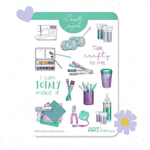Crafty People Sticker Sheet Craft Supplies Stickers for Crafters & Artists