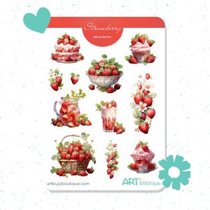 Foglio di adesivi alla fragola Adesivi Fruit Bujo per la pianificazione e la tenuta di un diario