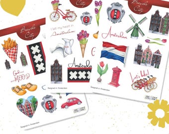Amsterdam planner stickers Bujo stickers Travel book sticker sheet