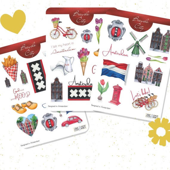 Amsterdam planner stickers Bujo stickers Travel book sticker sheet