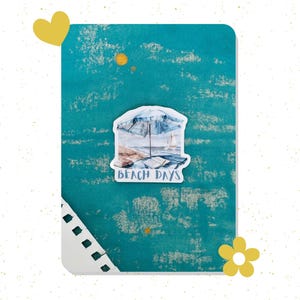Beach Day Vinyl Sticker – Summer Sun, Sand & Sea Illustration