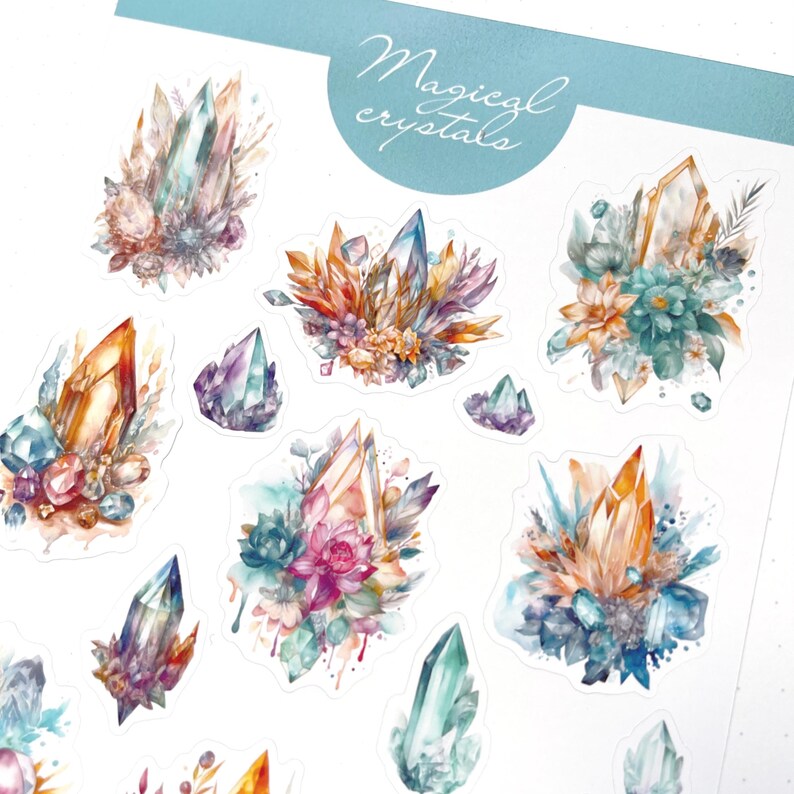 Crystal Sticker Sheet Mystical Crystals Sticker Sheet for Bulet Journal and Scrapbook - Etsy