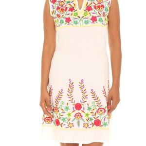 Women&#39;s Floral Embroidered Sleeveless Tunic Dress-PLUS,  Embroidery Tunic, Summer Casual  Regular Wear