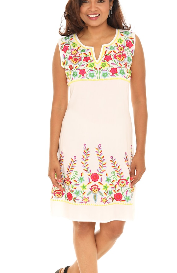 embroidered floral tunic dress Black floral Embroidered Dress/Tunic main image 1
