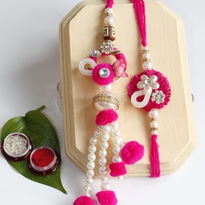 Pink Rakhi-Lumba Set, Rakhi For Brother Bhabhi, Exclusive Rakhi, Raksha Bandhan, Rakhi Set , Rakhi Bracelet, Rakhi For Bhabhi, Lumba Set