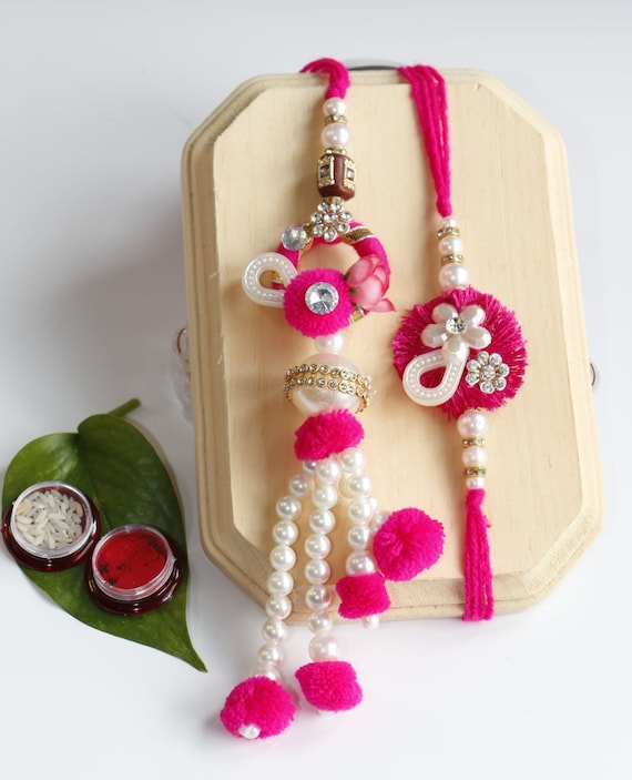 Designer Rakhi for Brother & Kundan Lumba Bracelet for Bhabhi Set of 2 |  eBay