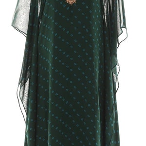 Women’s Green Tie-Dye Embroidered Georgette Kaftan Dress, Plus Size Kaftan, Wedding Sangeet Mehndi Festival Party Wear,Women’s Long Dress