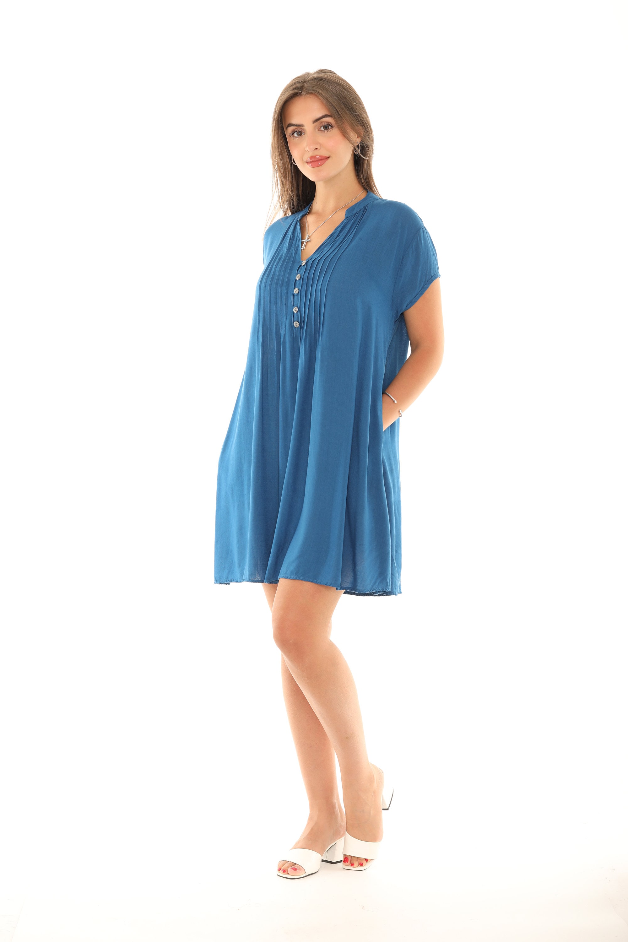 wedding guest dress a line Ever-Pretty Pleated V-Neck 3/4 Sleeves Asymmetrical Hem Cocktail Dress main image 1