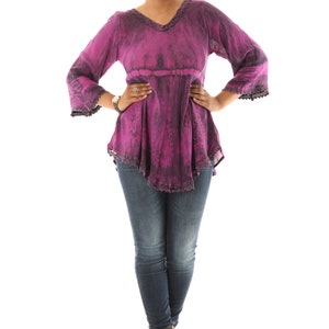 Women&#39;s Casual Tie-dye 3/4 Sleeves Tunic Top- Plus, Plus Size Tunic Top, Boho Tie-Dye Tunic For Women, Summer Spring Fall wear, Gift For Her