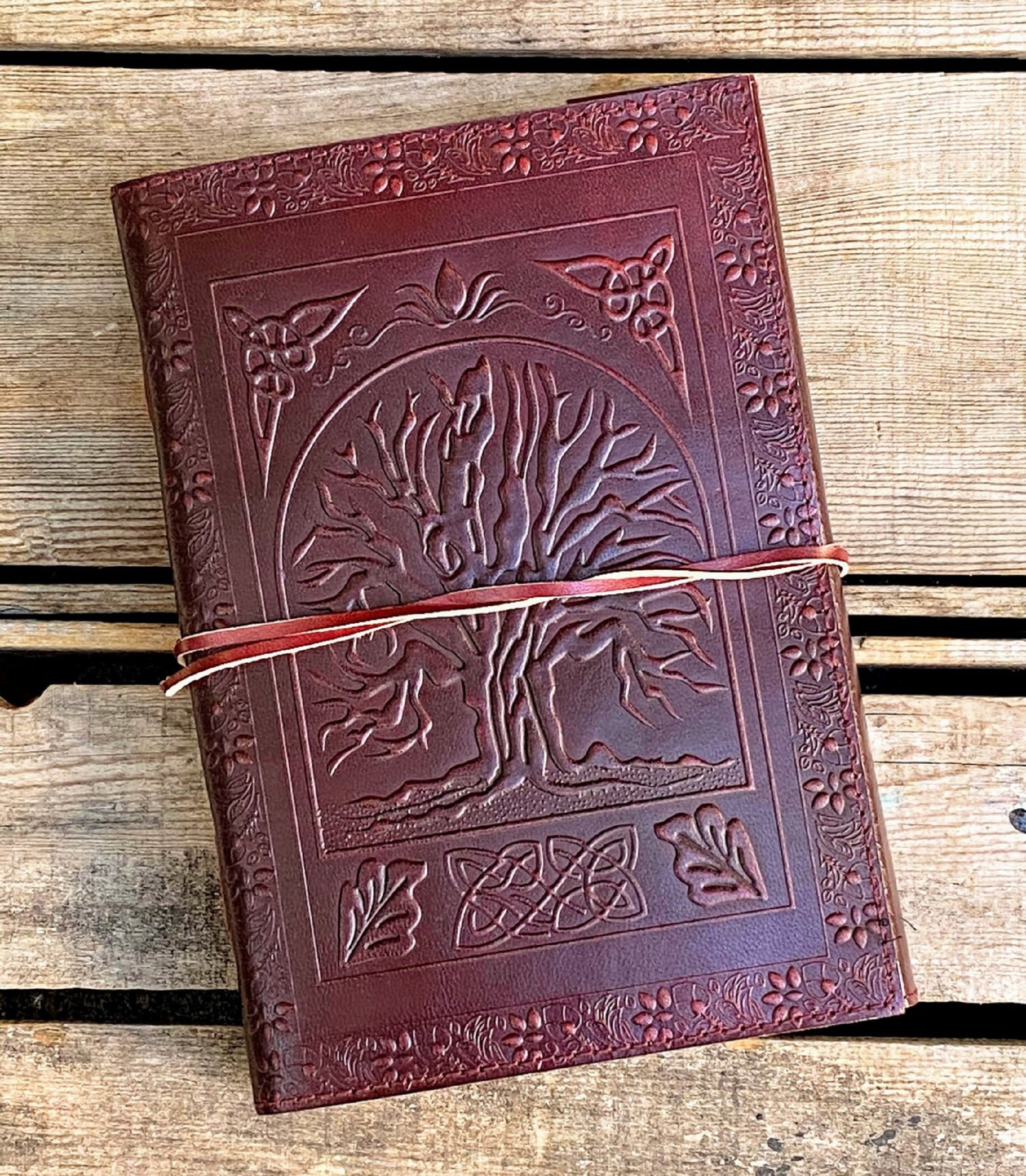 Handmade TREE OF LIFE Embossed Large Leather Journal Notebook Scrapbook Diary