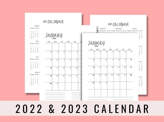 22 23 Monthly Calendar Portrait Printable Calendar Etsy 22 23 Monthly Calendar Portrait Printable Calendar Etsy