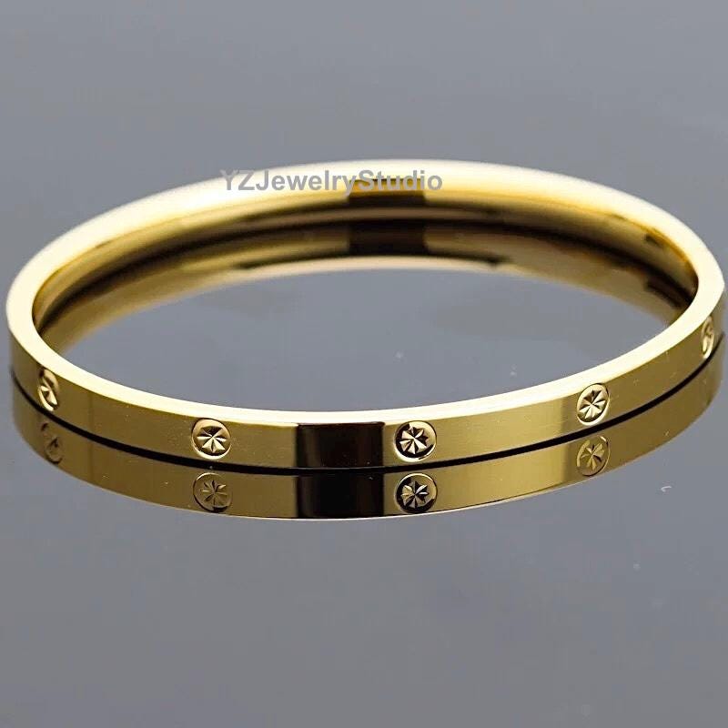 18k Gold Love Bangle Medium/ Genuine 18k Gold Bangle