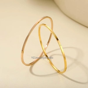 18k gouden liefdesarmband / echte 18k gouden elegante armband / minimalistische stapelarmband / jubileumcadeau / bruiloftssieraden