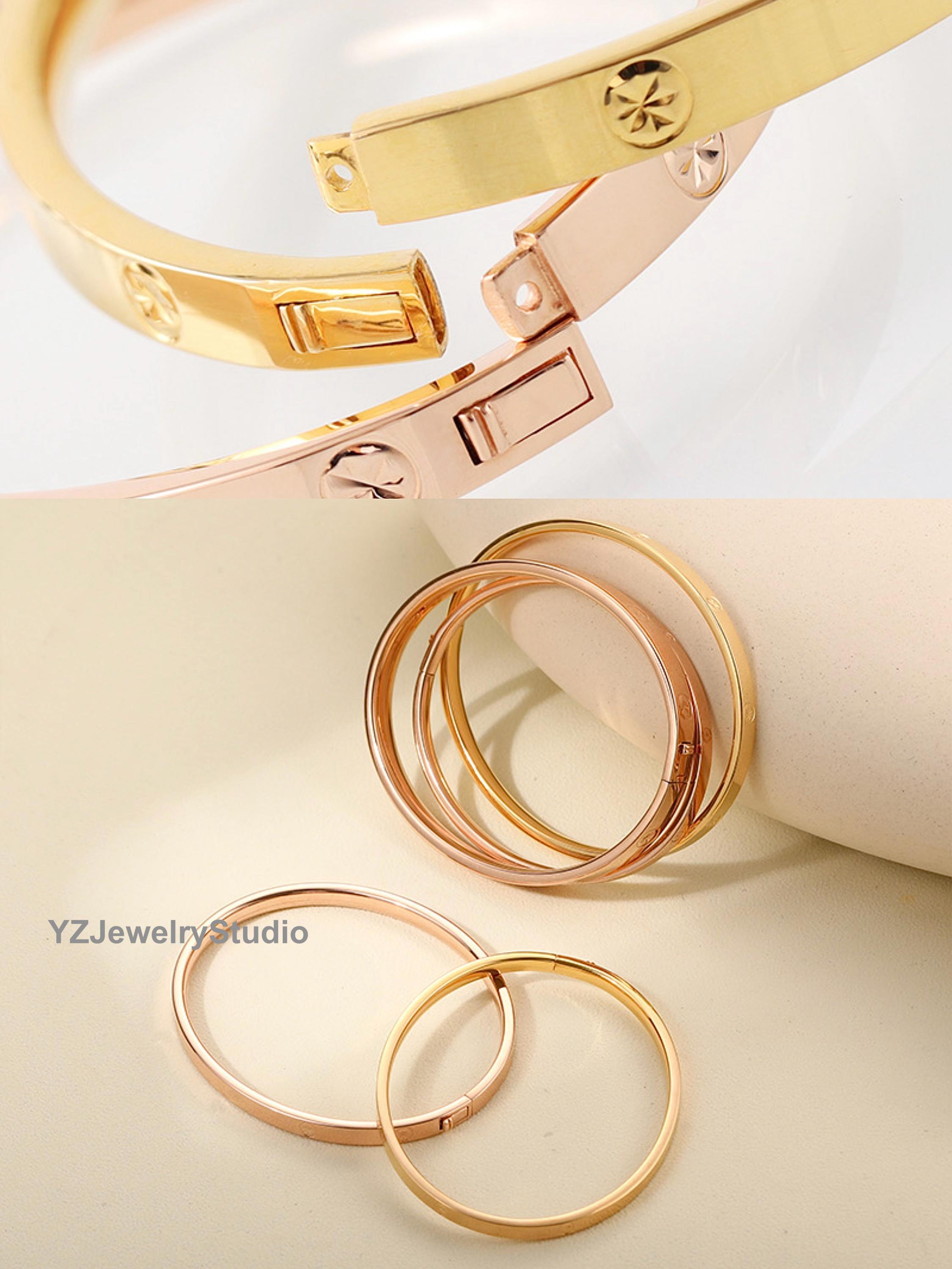 18k Gold Love Bangle Medium/ Genuine 18k Gold Bangle