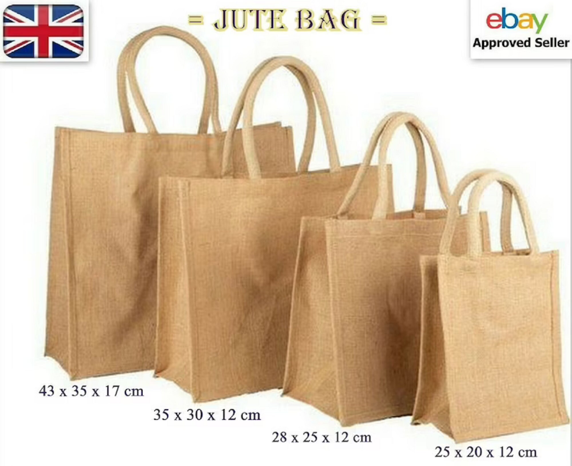 Jute Bags Reusable Shopping Carriers Bulk Hessian Luxury Plain Tote Natural Eco 
