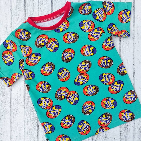 Good egg teal long short sleeve t-shirt | baby child toddler kids childrens top | easter gift present | outfit | handmade | creme cream egg