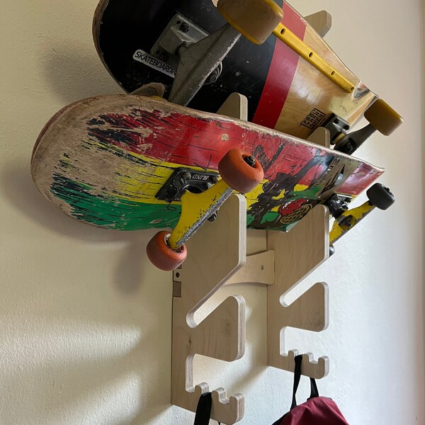 Skateboard Wall Rack | Space-saving Skateboard Holder | Skateboard Display | Skateboard Storage | Longboard Hanger | Skateboard Decoration