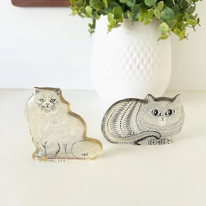 Vintage Abraham Palatnik Lucite Optic Art Cat Figurines