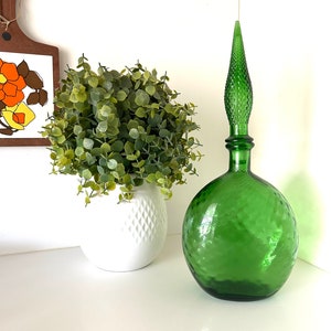 Vintage Emerald Green  Empoli Optic Squat Genie Bottle Decanter