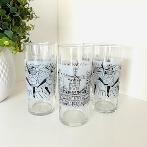 Vintage Mikasa Parisian Scenes Moulin Rouge Glass Tumblers