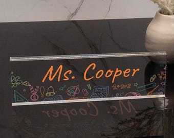 Custom Teacher Name Sign, Acrylic Nameplate for Principal, School Staff Gifts, Counselor Office Decor, Mr Mrs School Sign, Gift for Teacher