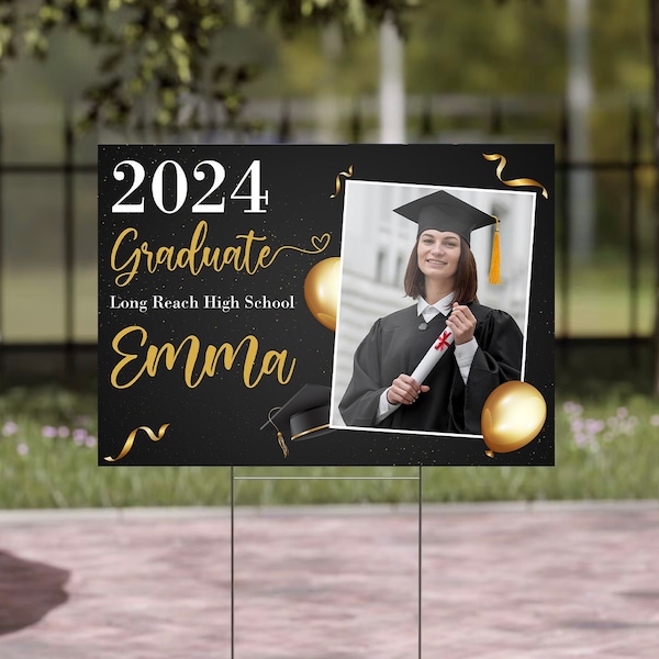 Personalized Yard Sign for Graduation, Custom Sign for Student and School Name, 2024 Graduation Announcement, Graduation Lawn Signs Decor