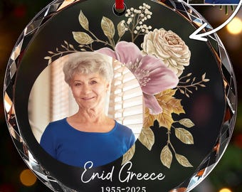 Personalized Memorial Christmas Ornament, Family Remembrance Name Ornament, In Loving Memory Keepsake, Floral Memorial Christmas Ornament