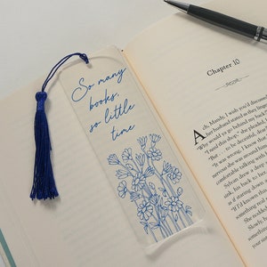 Personalized Flower Name Bookmark, Custom Floral Bookmark, Gift For Her, Mothers Day Gifts, Acrylic Bookmark with Tassel, Colorful Bookmark