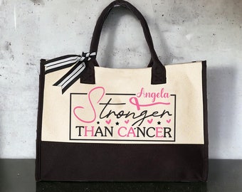 Stronger Than Cancer Tote, Cancer Awareness Tote, Cancer Fighter Tote Bag, Cancer Warrior Tote, Canvas Tote Bag,  Cancer Shopping Bag