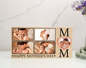 Mothers Day Photo Stand, Personalized Picture Decor for Home, Wood Desk Sign, Gift for Her, Wooden Wall Sign, Gift for Mom, Custom Stand