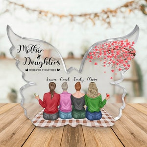 Mom and Daughter Gift, Personalized Acrylic Butterfly Display, Unique Gifts for Her, Custom Mama and Girls Stand, Family Memorial Plaque