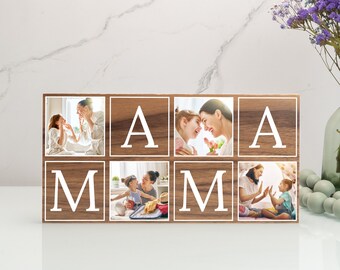 Personalized Mama Wood Sign, Custom Mom Plaque, Unique Wall Hangers, Mothers Day Gifts, Photo Gift for Her, Mother and Kids Picture Sign