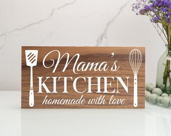 Mothers Day Kitchen Decor, Personalized Wood Sign for Her, Custom Name Sign, Cute Wall Hangings, Housewarming Gifts, Mama's Kitchen Sign