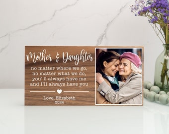 Mothers Day Gift Sign, Custom Wood Desk and Wall Sign, Housewarming Gifts for Her, Mom Photo Plaque, Mother Picture Gift, Gift from Daughter
