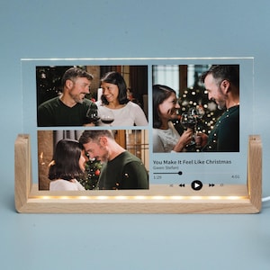 Personalized Christmas Song Plaque, Christmas Acrylic Photo Frame, Custom Music Night Light, Christmas Gift, Home Decoration With Light