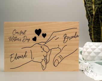 First Mothers Day Gift, Custom Baby and Moms Hand Holding Sign, Mom To Be Gifts, Wood Sign for Mom, Nursery Room Decor, Baby Shower Gifts