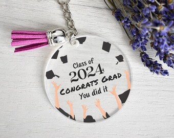 Congrats Grad Keychain, Class Of 2024 Keychain, Gift For Graduant, Graduation Gifts, Grad Keyring Gifts, Graduation Present, Gift For Friend