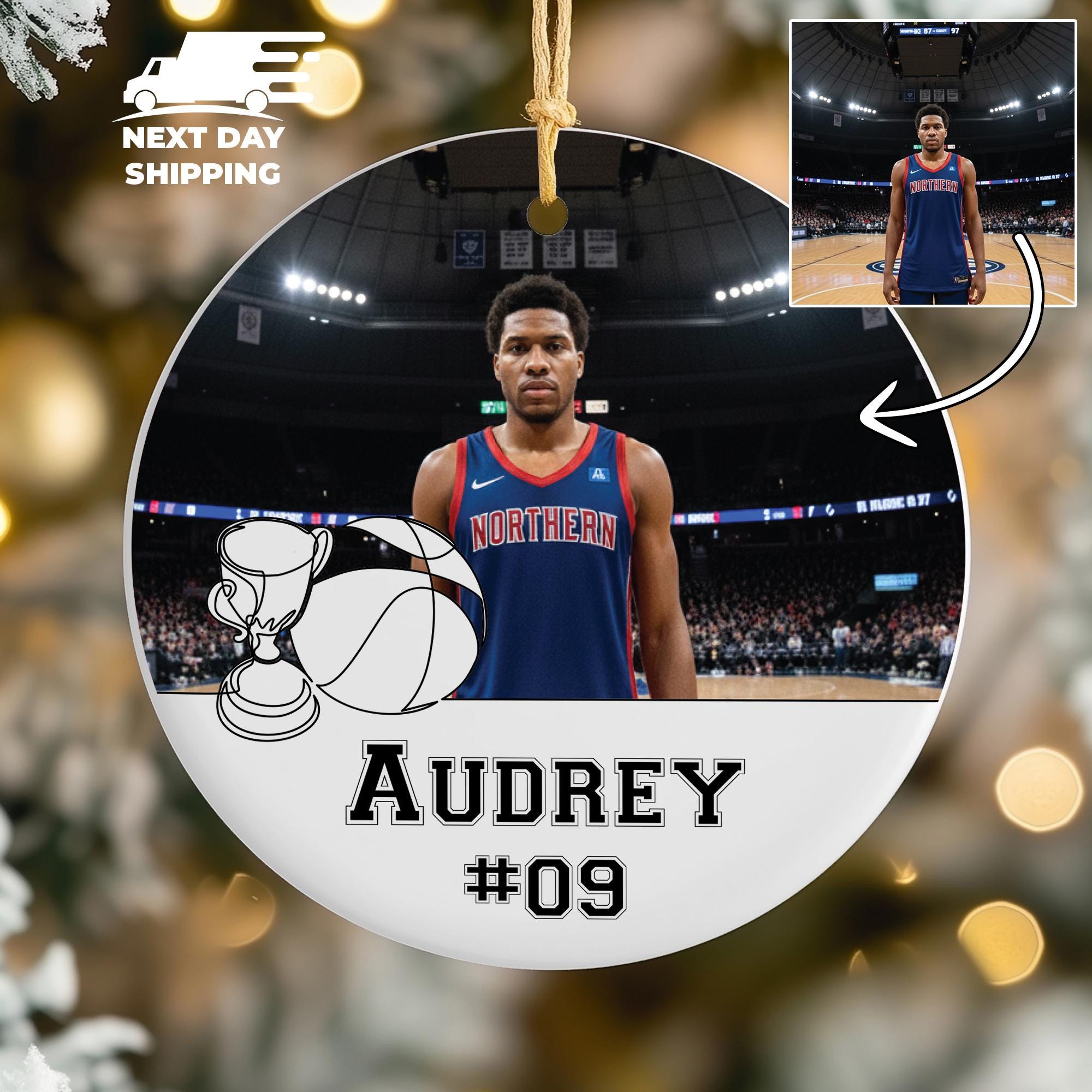 Personalized Basketball Player Picture Ornament, Basketball Team Christmas Keepsake, Collage Basketball Photo Ornament, Christmas Ornament