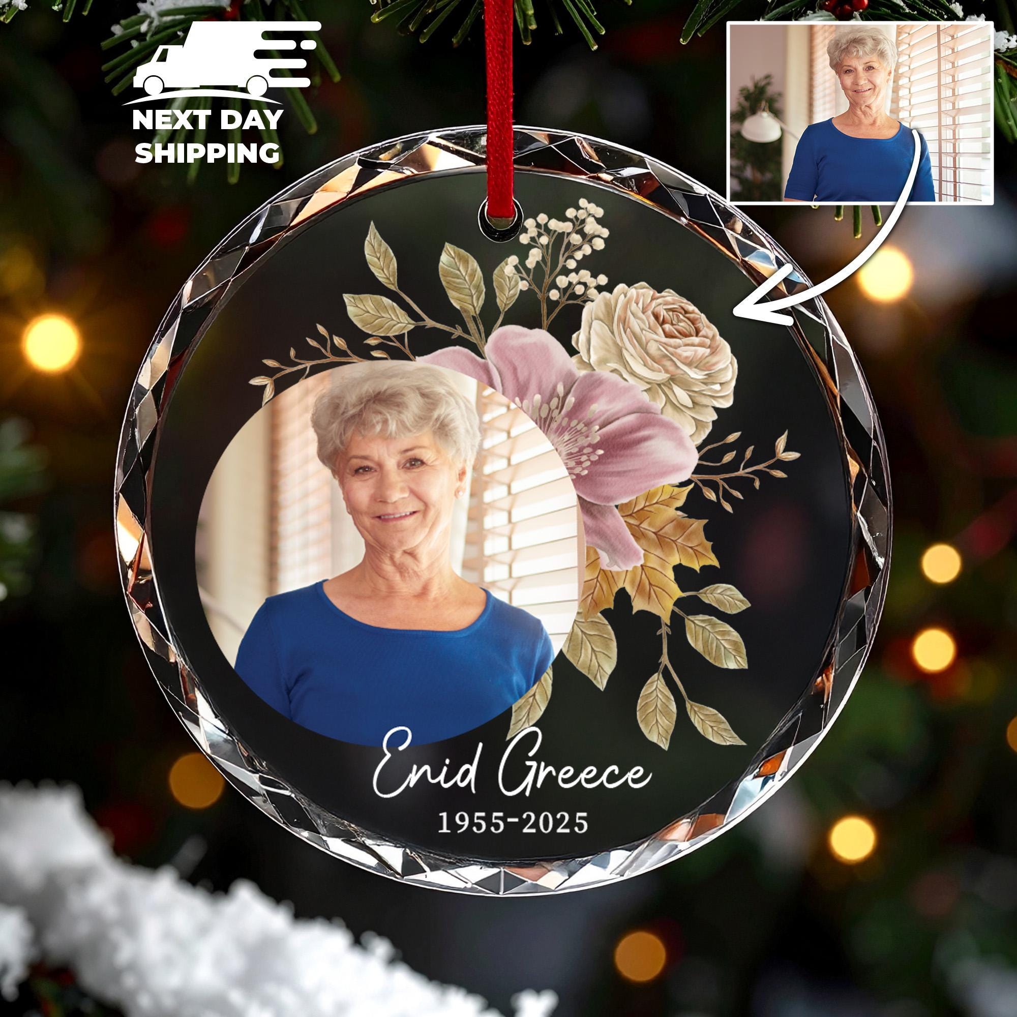 Personalized Memorial Christmas Ornament, Family Remembrance Name Ornament, In Loving Memory Keepsake, Floral Memorial Christmas Ornament
