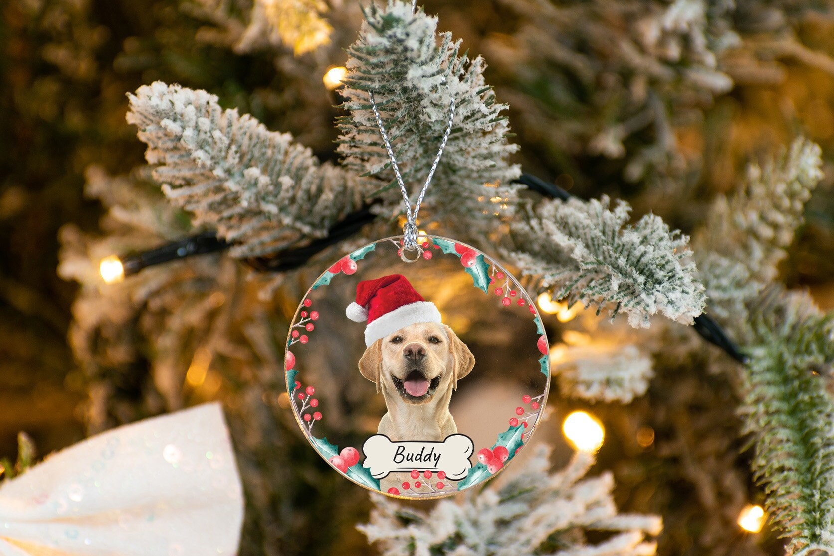 Personalized Dog Picture Ornament, Custom Dog Memorial Ornament, Christmas Gift, Gift For Dog Owners, Gift For Pet Lover, Christmas Keepsake