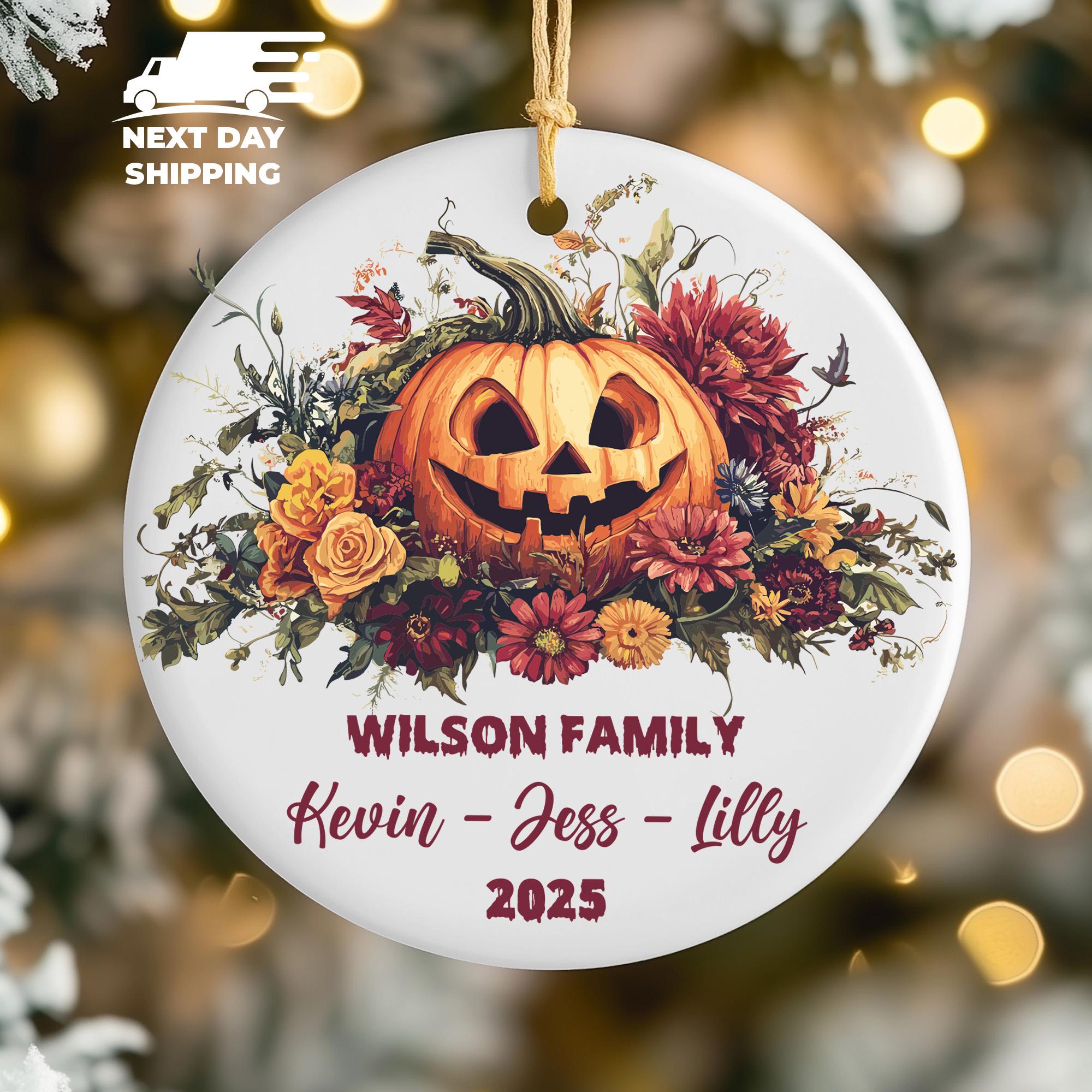 Custom Halloween Ornament, Halloween Family Keepsake, Family Name Ornament, 2025 Halloween Decor, Pumpkin Ornament, Christmas Ornaments