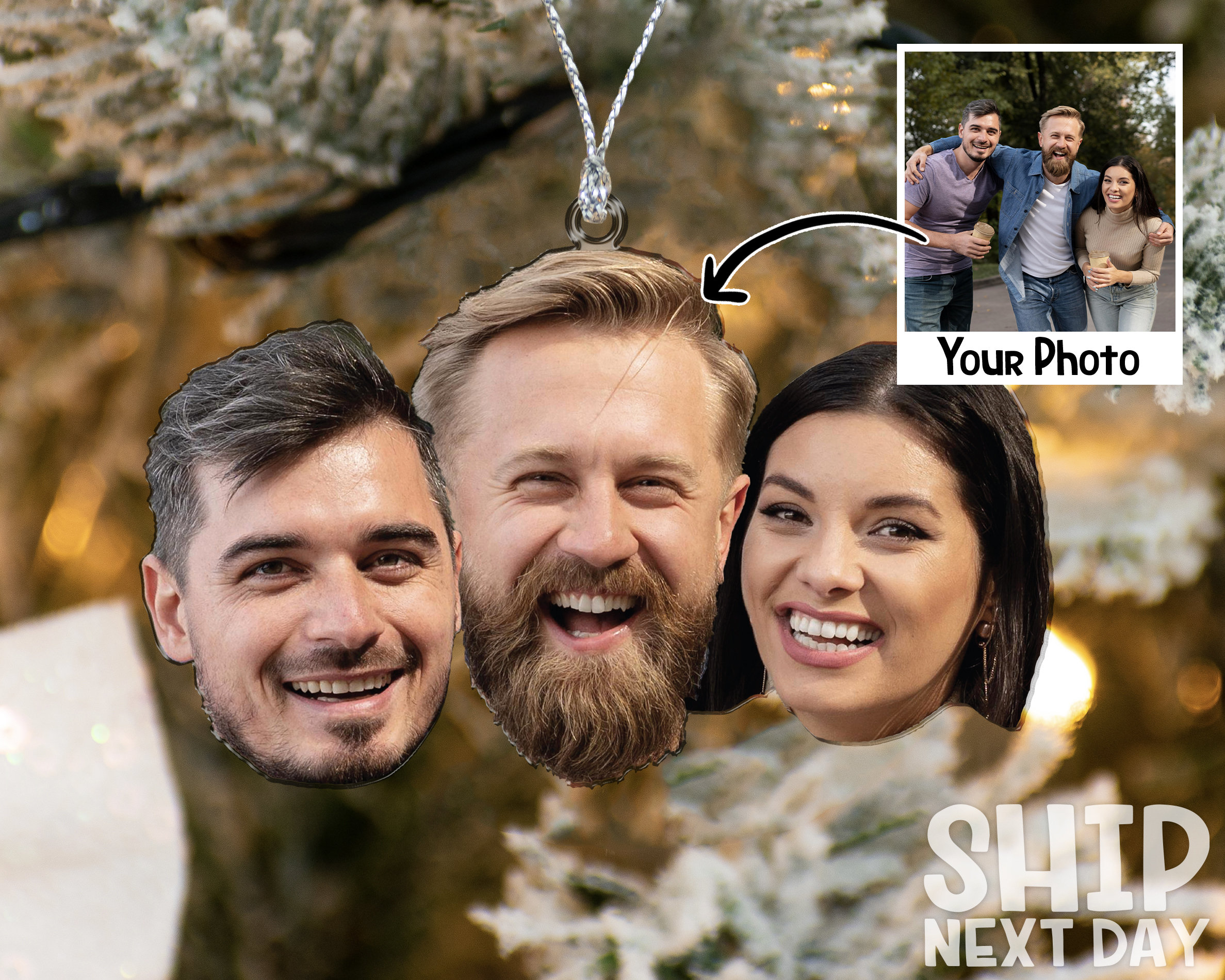 Custom Photo Ornament For Christmas,  Funny Gift For Christmas, Gift For Friends, Christmas Tree Decor, Personalized Face Picture Ornament