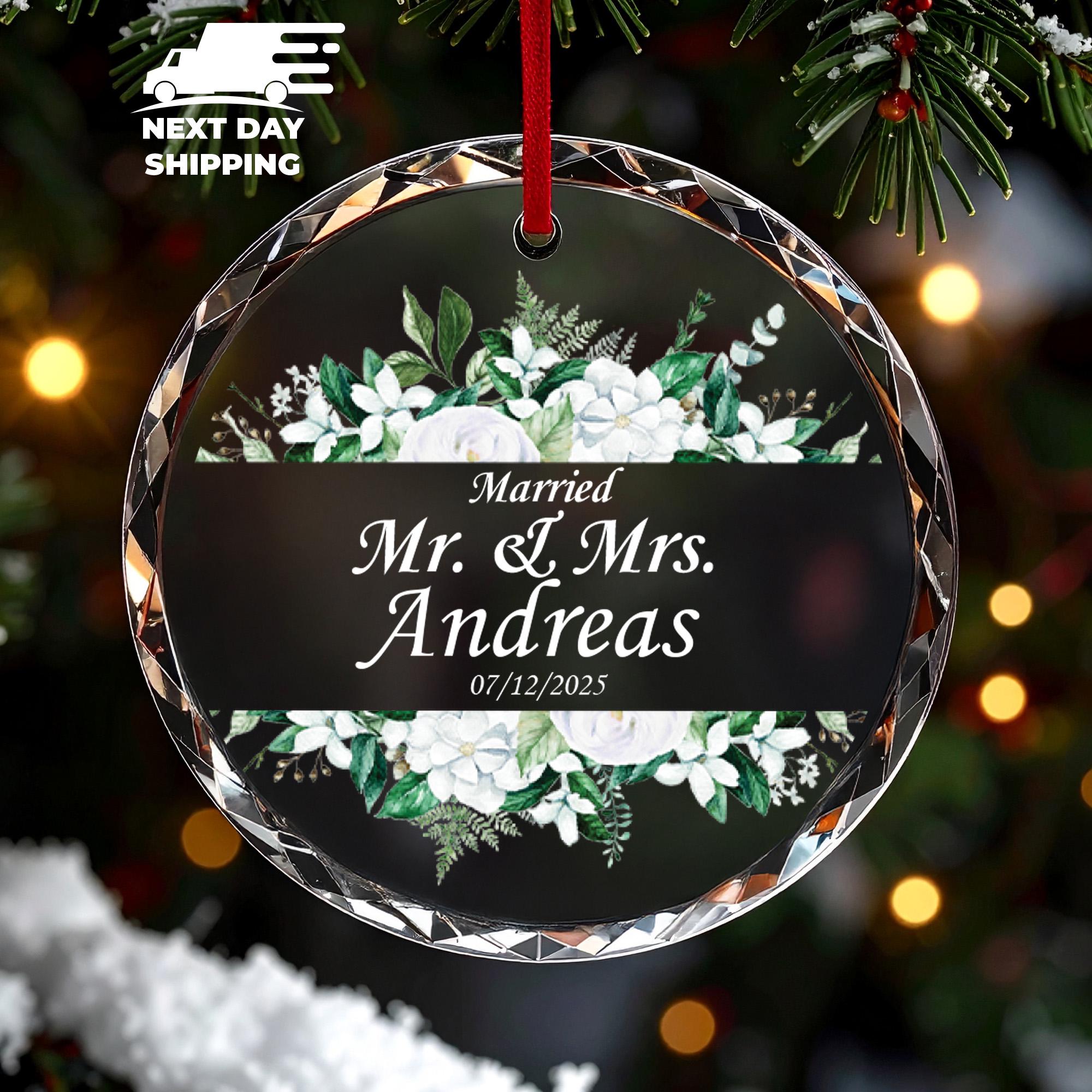 Personalized Married Mr & Mrs Custom Name Christmas Ornament 2025, Couple Anniversary Gift, Custom Bridal Shower Gift, Engagement Ornament