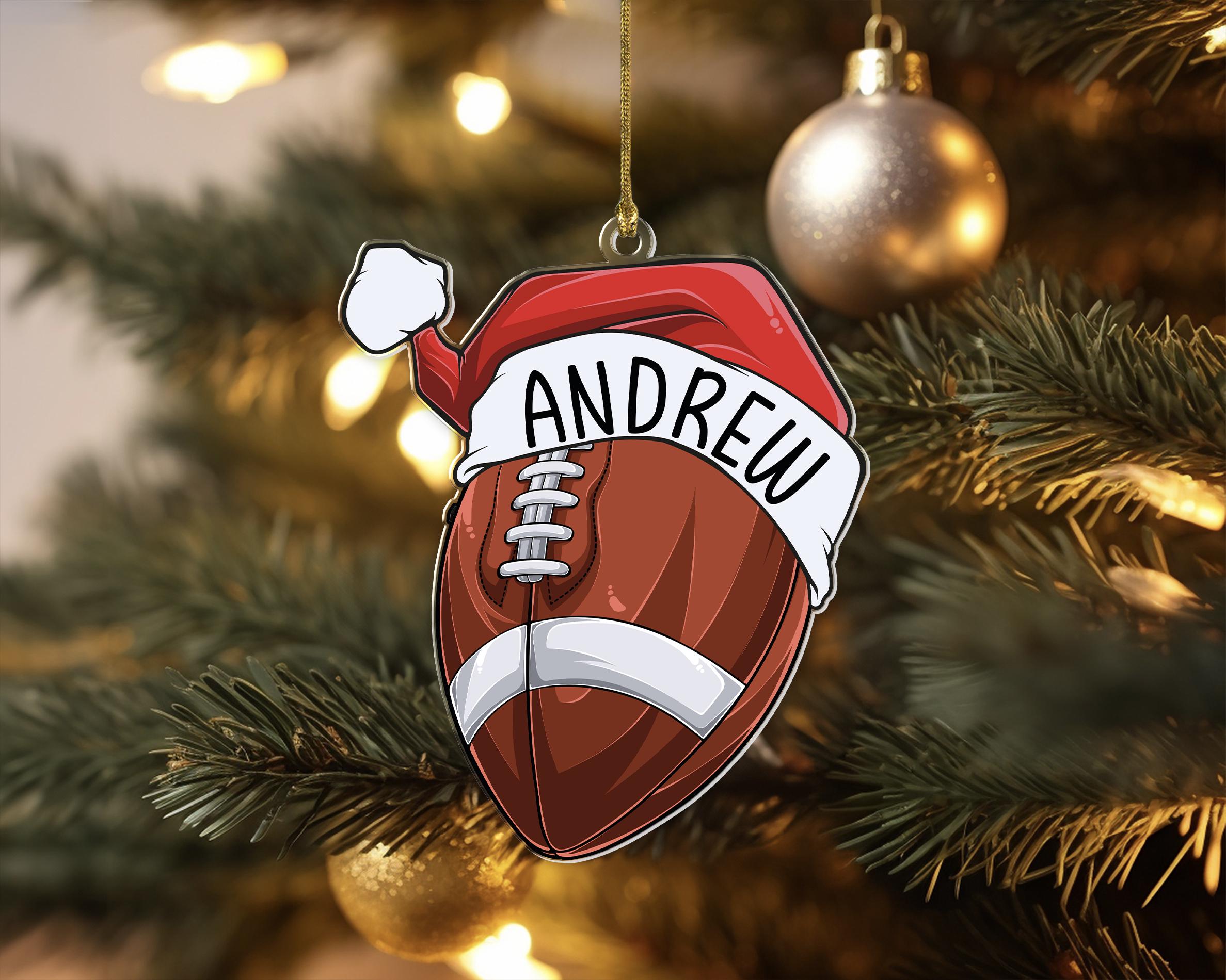 Personalized American Football Ornament, Custom Name Christmas Ornament, Football Keepsake, Gift For Boys, Sport Ornament, Acrylic Ornament