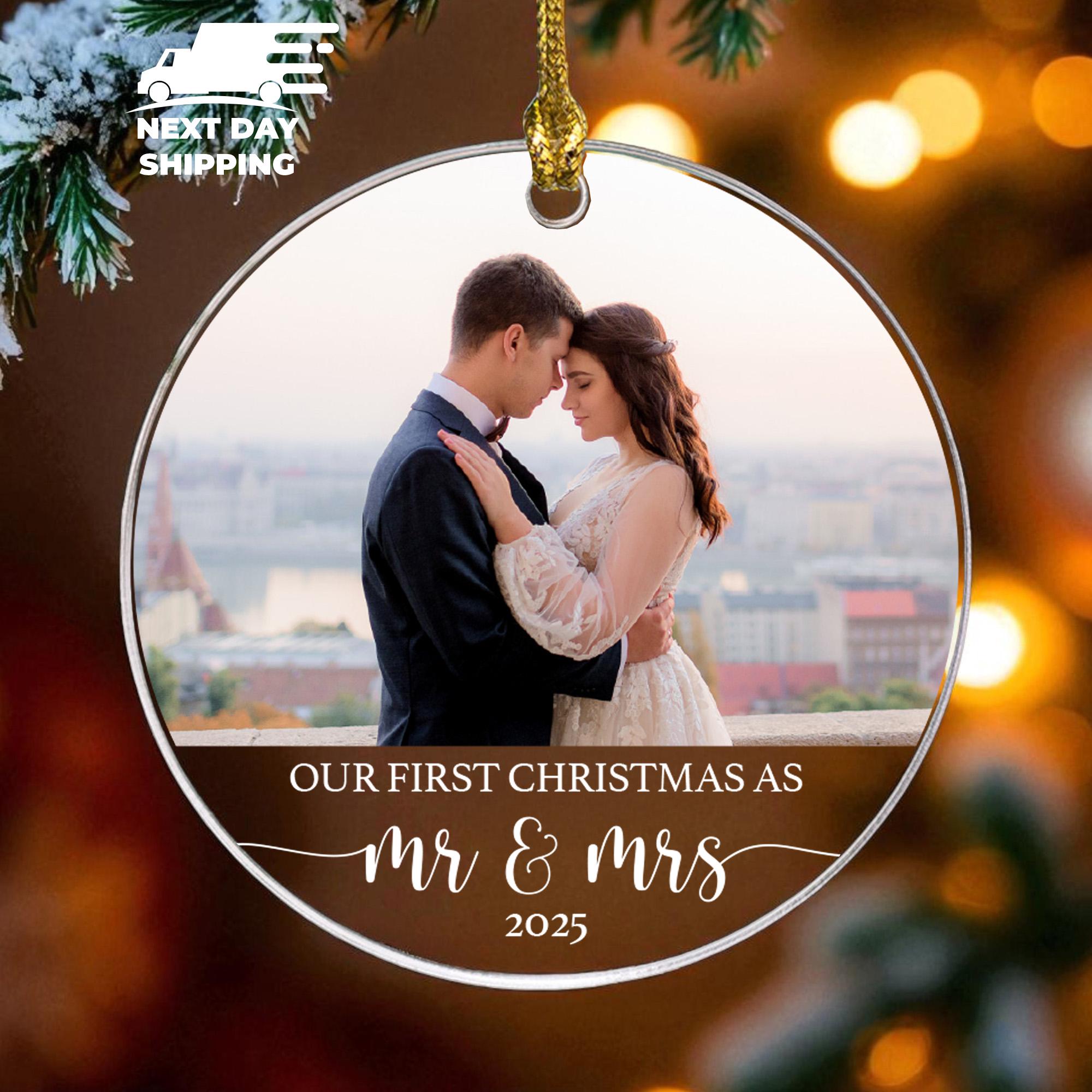 Personalized Mr & Mrs Christmas Ornament, Custom Couple Photo Keepsake, First Christmas Married Gift, Mr Mr Mrs Mrs Ornament