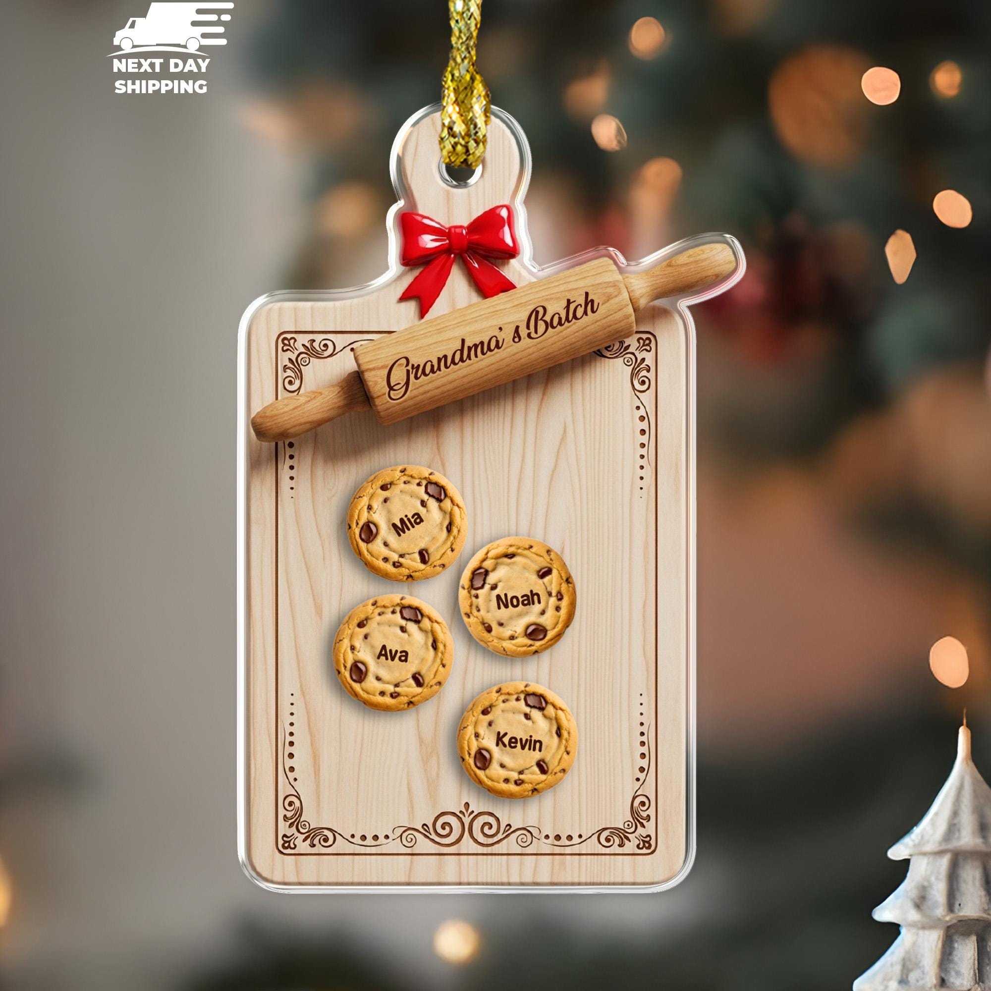 Grandma's Batch Christmas Ornament, Personalized Gift For Grandparent, Custom Name Cutting Board Ornament, Christmas Gift For Grandma